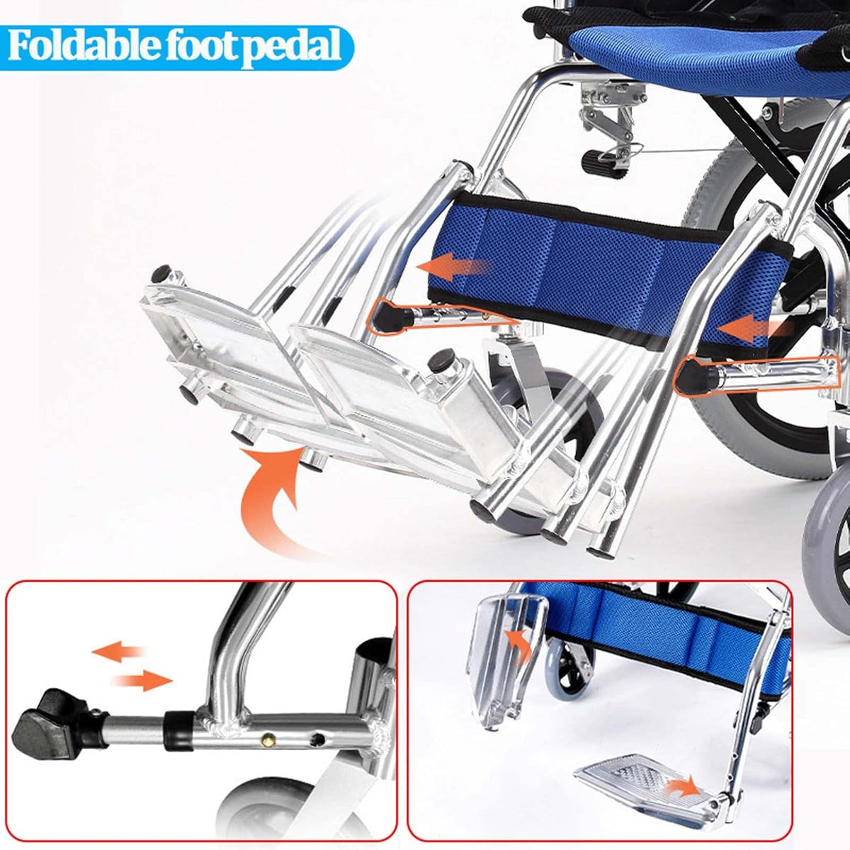 Lightweight Folding Transport Wheelchair with Handbrakes and Swing-Away Footrest, 16 in Rear C13019