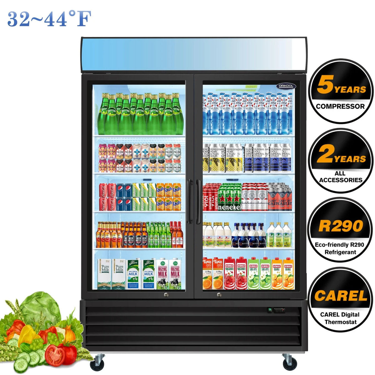 2 Glass Door Refrigerator Cooler F91401