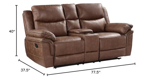 Brown Polyester Manual Sofa with Dual Recliner R30512