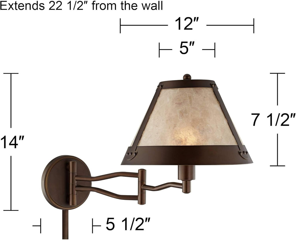 Bronze Swing Arm Wall Lamp with Mica Shade A403085