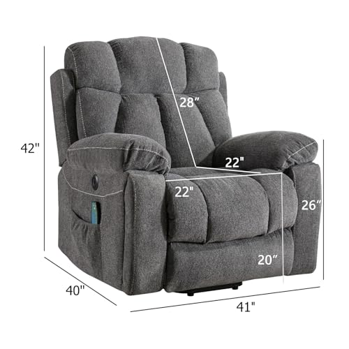 Light Gray Power Lift Recliner Chair with Massage and Heat L7461