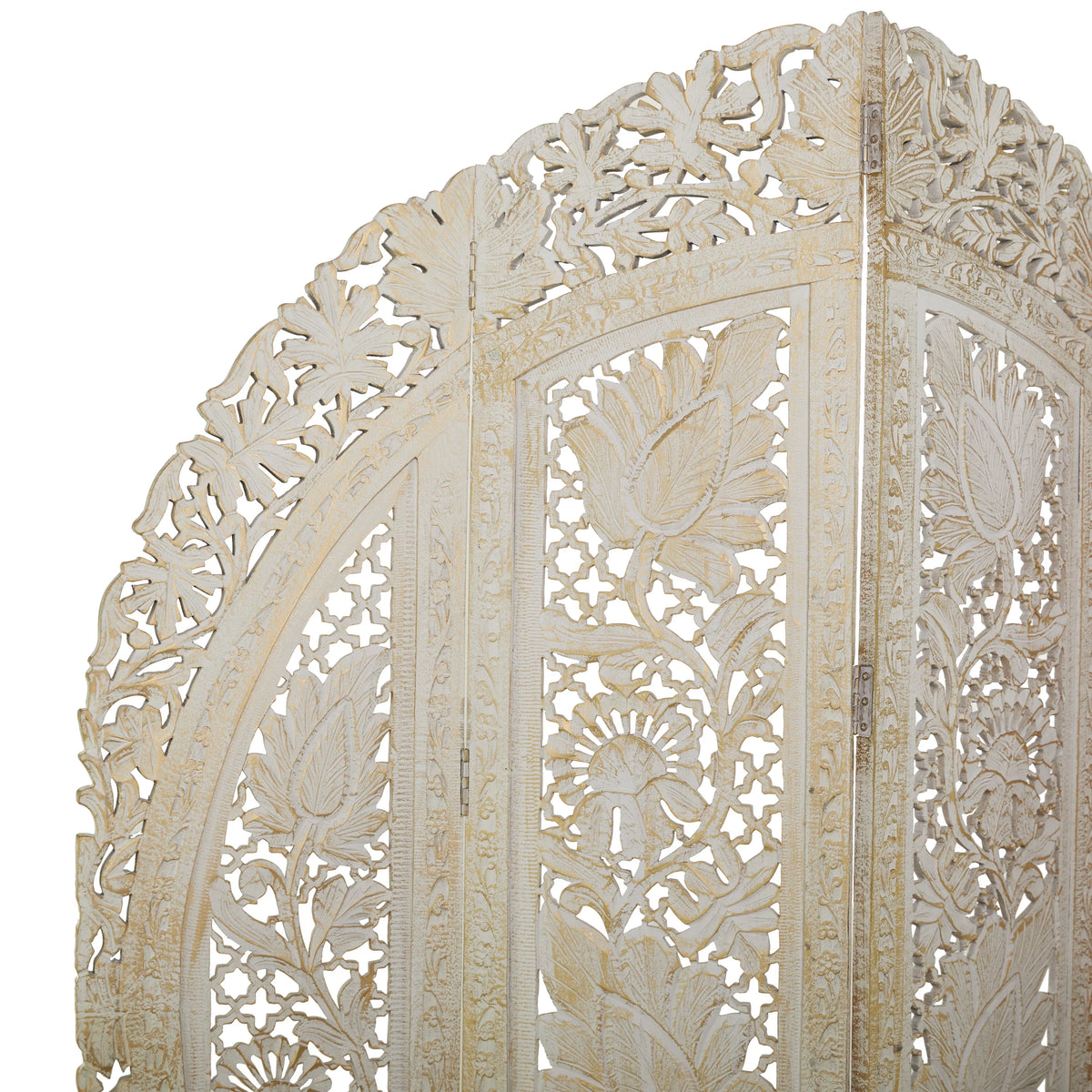 White Wood Arched 4 Panel Room Divider Screen W5301
