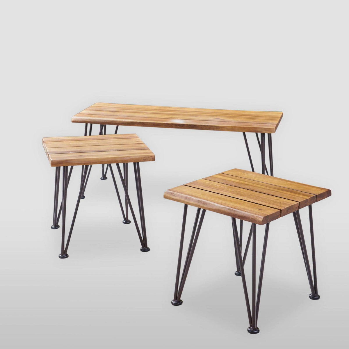 Acacia Wood Coffee Table with 2 Accent Tables G604