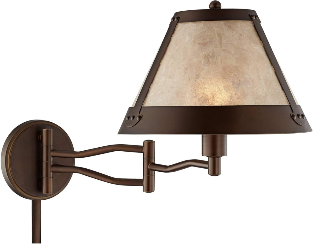 Bronze Swing Arm Wall Lamp with Mica Shade A403085