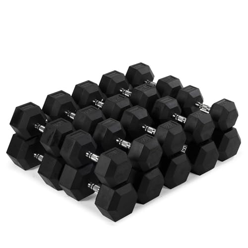 Black Rubber Coated Hex Dumbbell Pair M95413