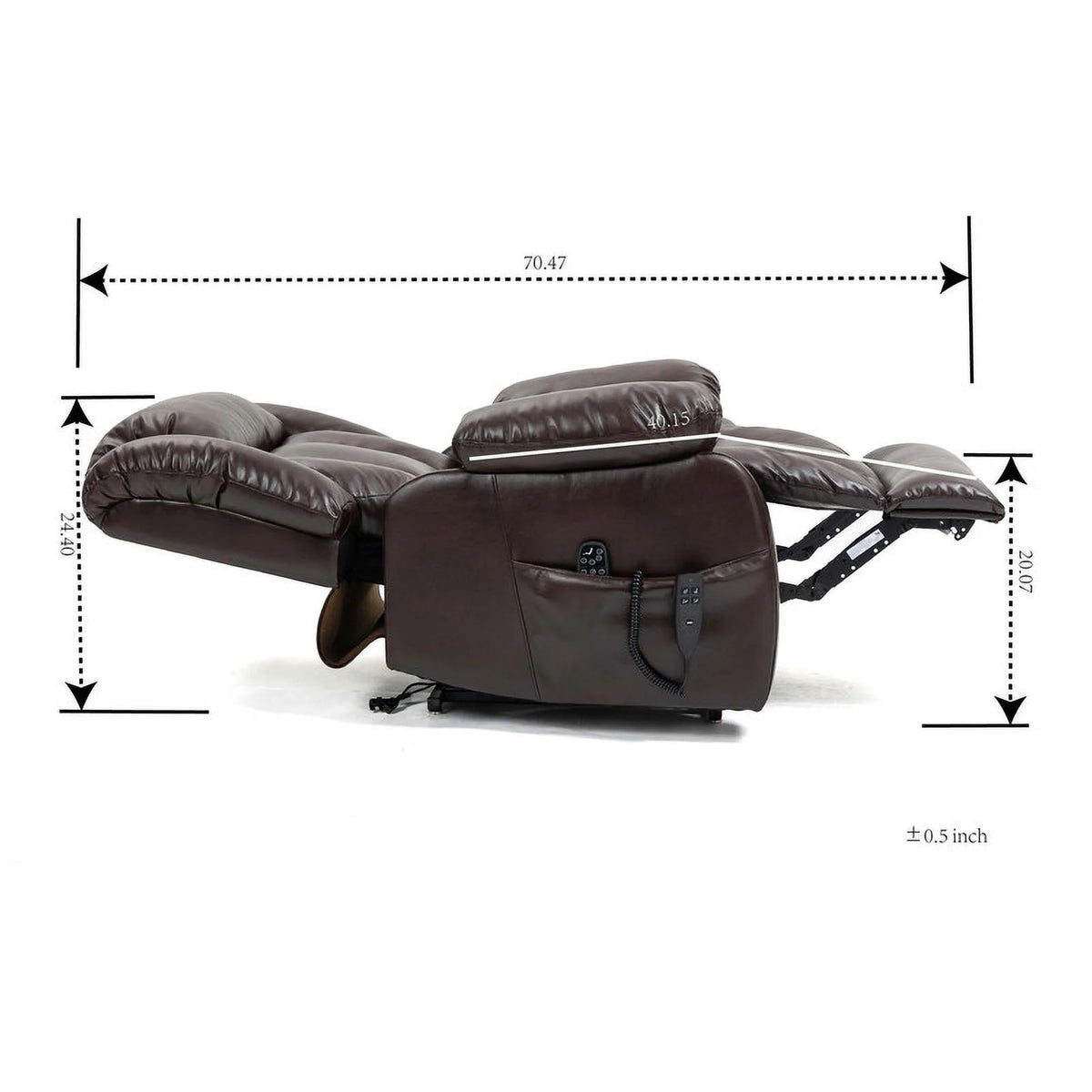 Deep Brown Leather Power Lift Recliner Chair with 8-Point Vibration Massage Lumbar Heating A867