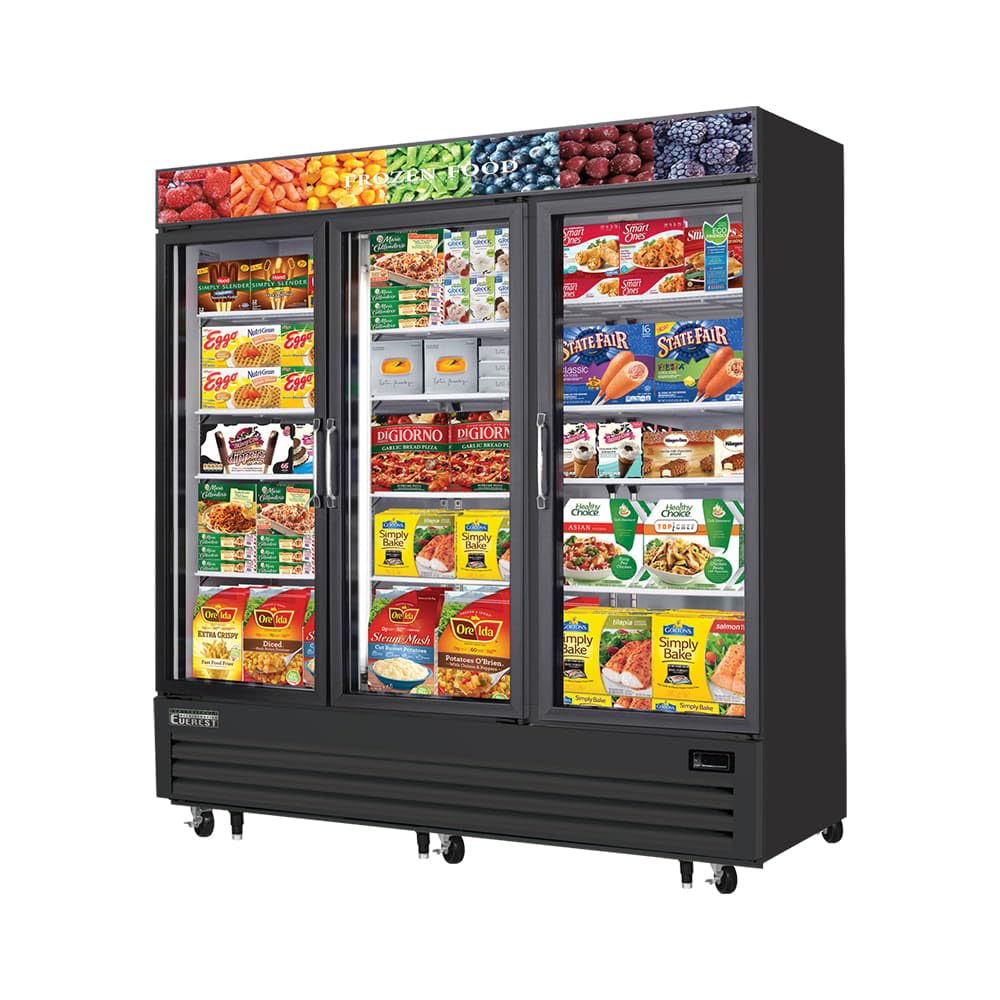 Reach-In Glass Door Merchandiser Freezer, three-section, 69.0 cu. ft. capacity X208
