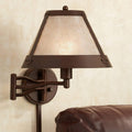 Bronze Swing Arm Wall Lamp with Mica Shade A403085
