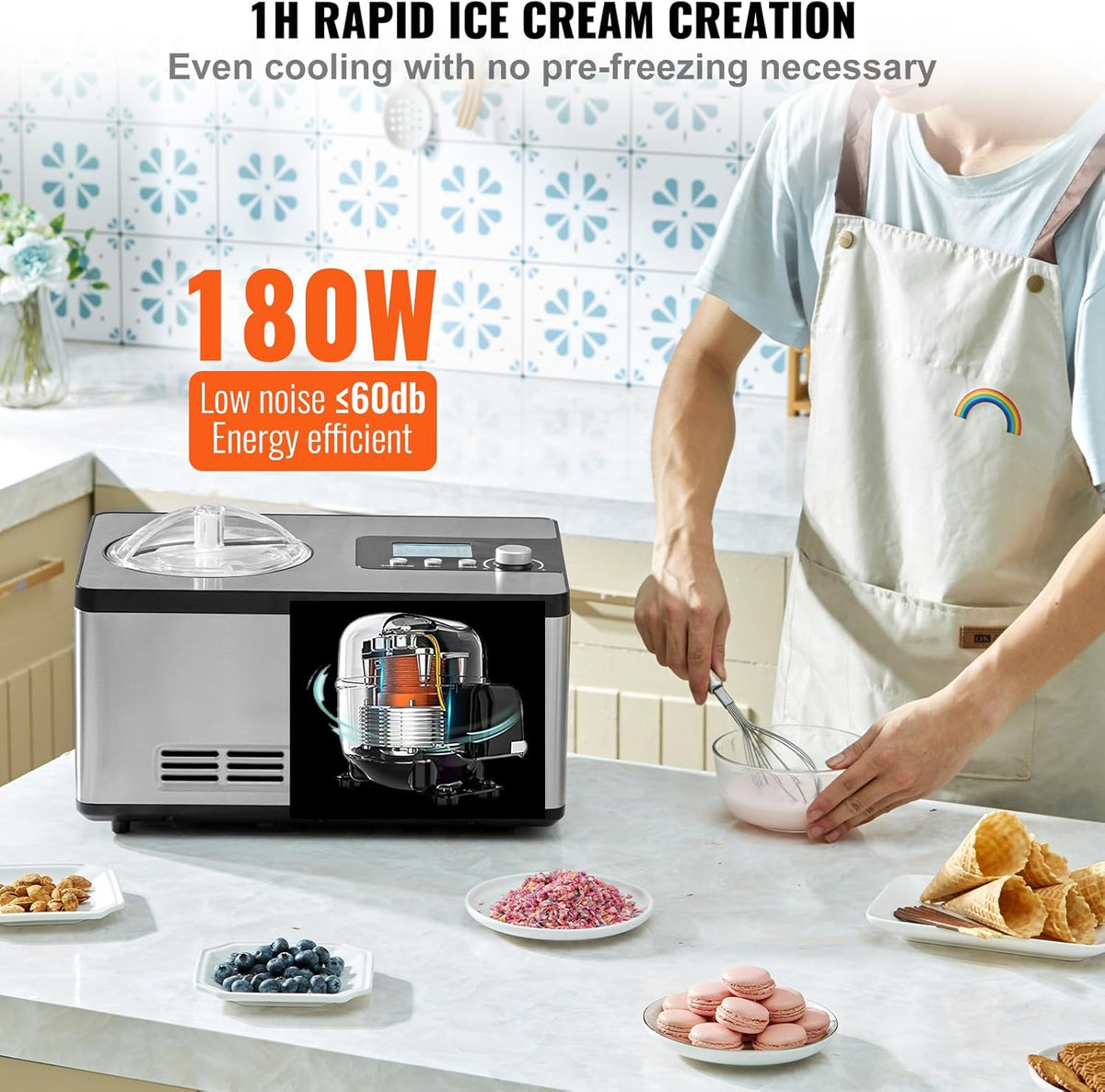 Stainless Steel Automatic Ice Cream Maker, 2 Quart F6861
