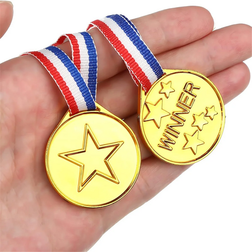 30 Pack Gold Plastic Award Medals V4368