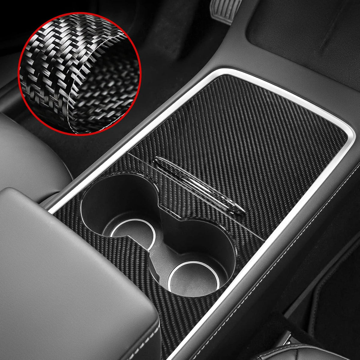 Real Carbon Fiber Matte Center Console Wrap Kit for Tesla Model 3 Model Y Z901