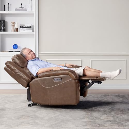 Genuine Leather Power Recliner Chair with Power Headrest I88857