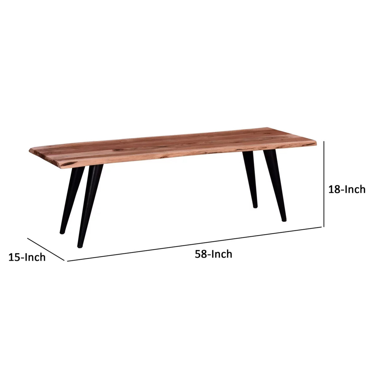 58 Inch Live Edge Acacia Wood Dining Bench F942