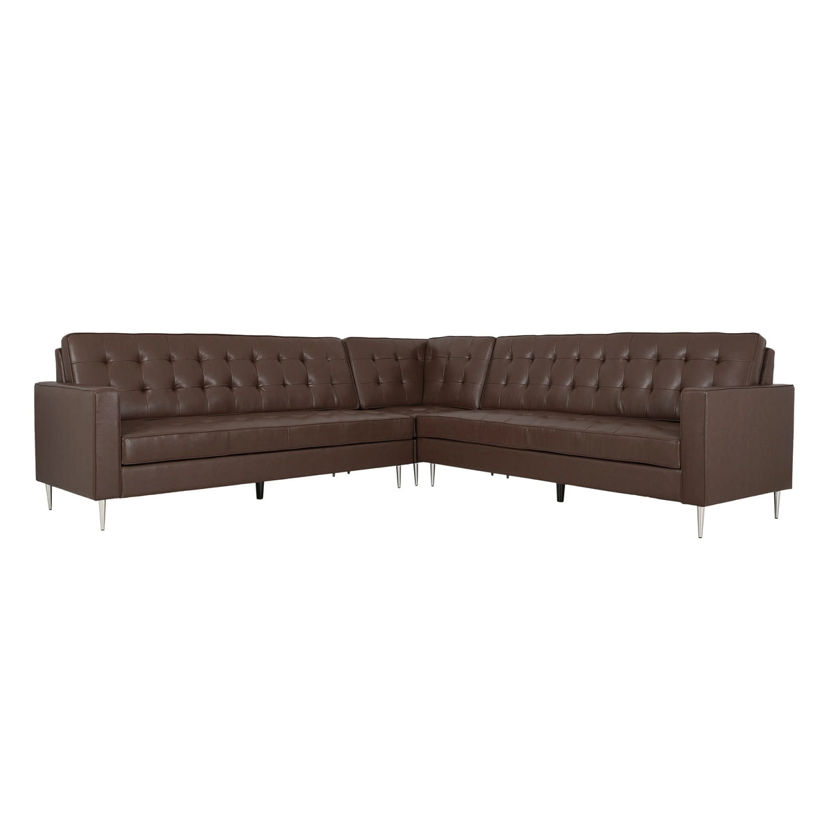 Dark Brown Faux Leather 5 Seater Sectional Sofa Set E527