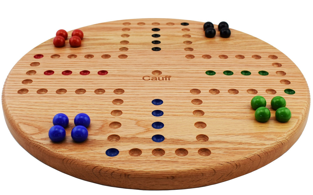 Solid Oak Wood Marbles Board Game 14 inch Diameter 4 Player T38134