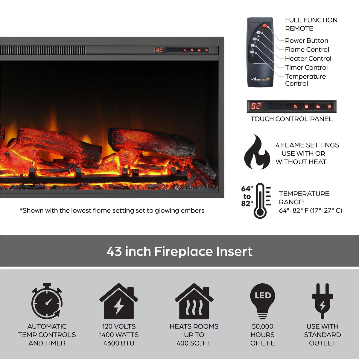 Wide Mantel with Linear Electric Fireplace W533714