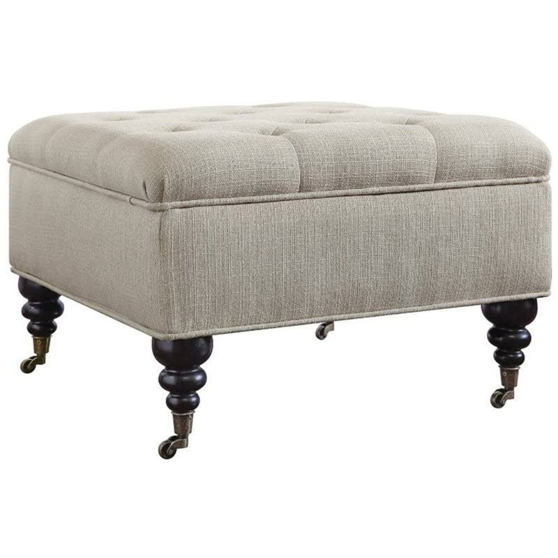 Ivory Tufted Storage Ottoman Q7347