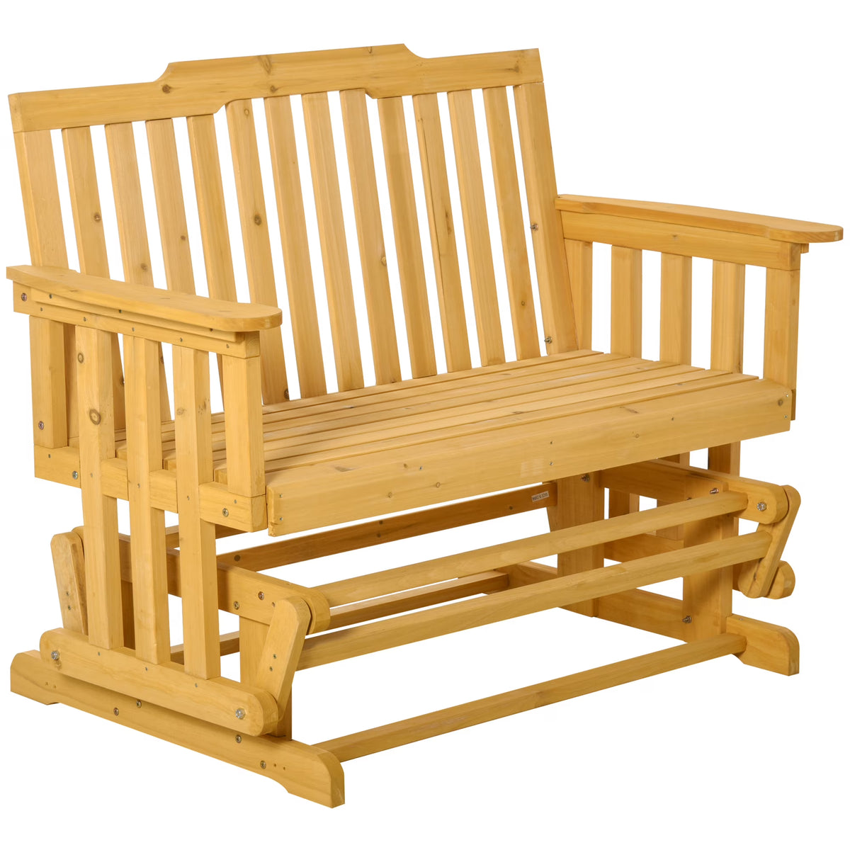 Beige Brown Wooden Patio Glider Chair Bench K207