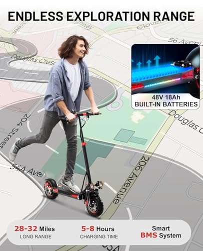 1200W Electric Scooter with Seat, 32 Miles Range, 34 Mph, 11" Tires T142