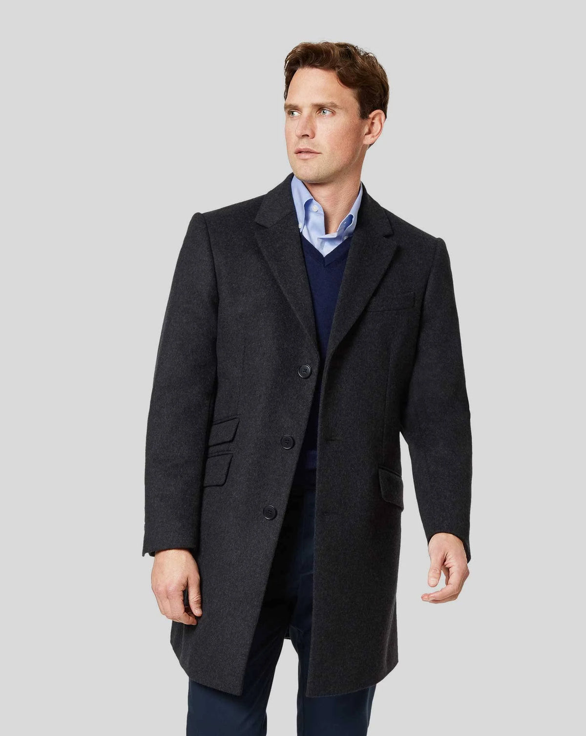 Charcoal Wool Cashmere Coat B703527