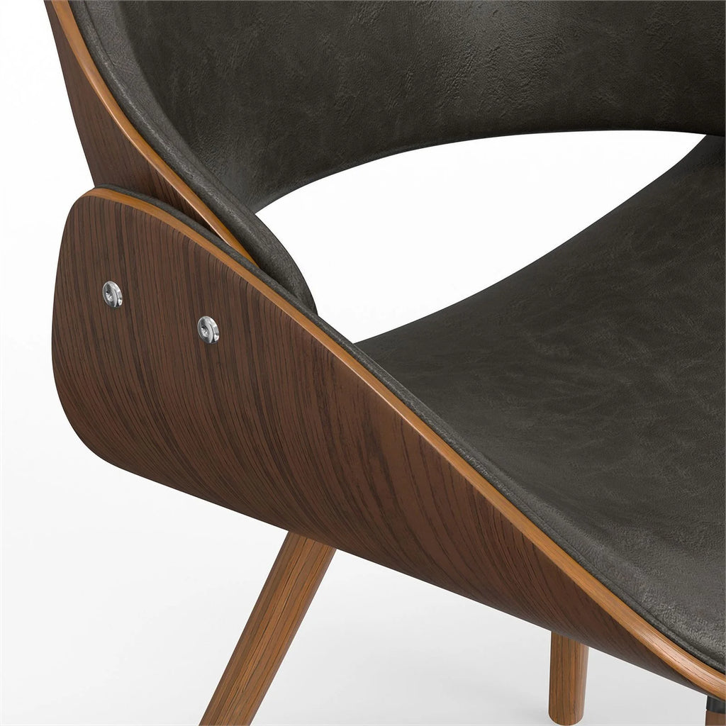 Brown Wood & Faux Leather Dining Chair A1221