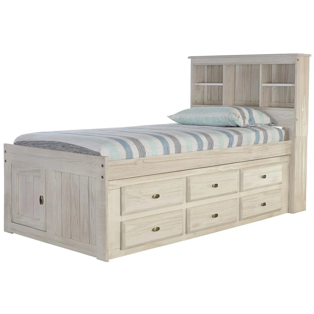 Solid Pine Twin Captains Bookcase Bed with 6 Drawers G39442