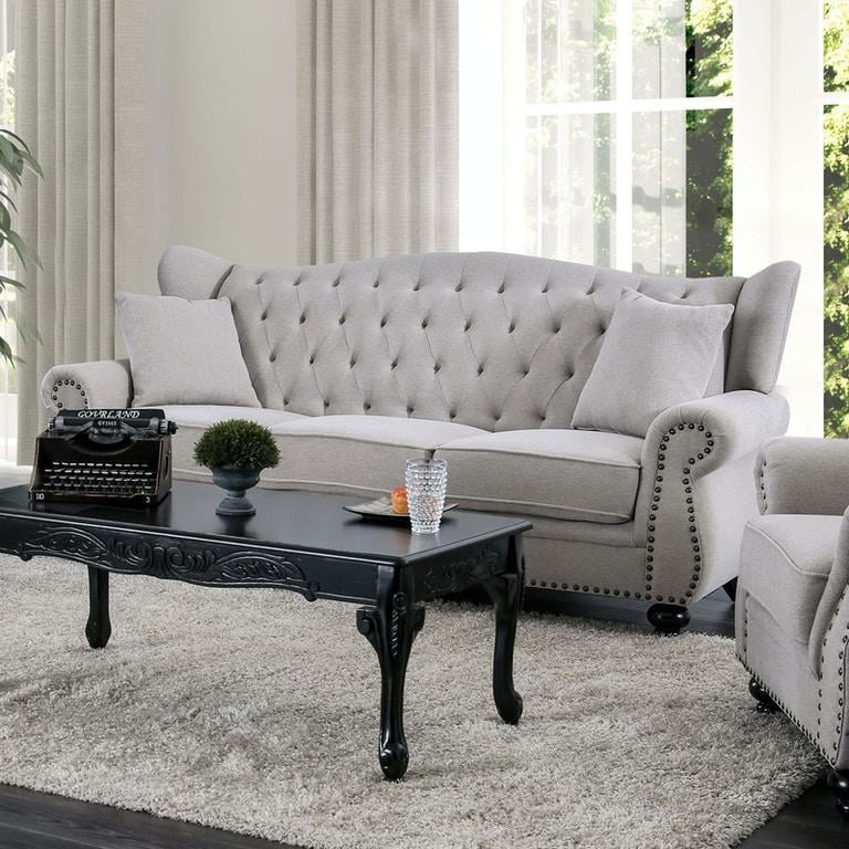 Light Gray Linen Living Room Set 3pcs O5011