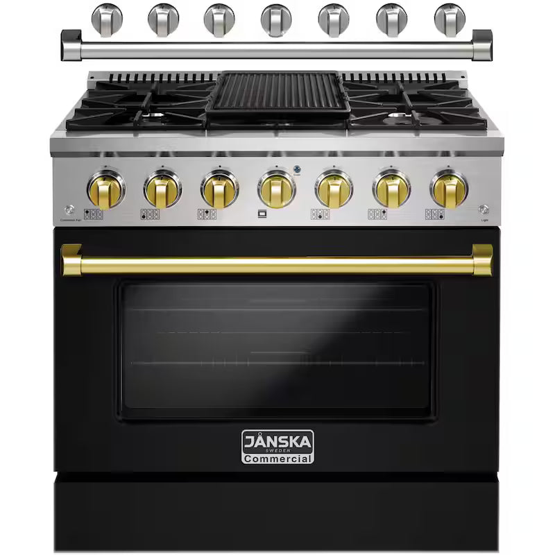 5.2 cu. ft. Gas Range with 6-Burners and Convection Oven in Matte Black V65331