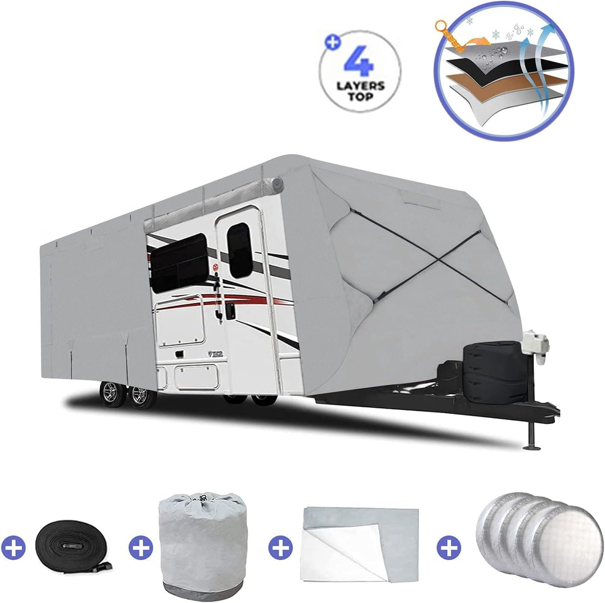 Thick 4 Layers Waterproof Travel Trailer Cover H91684