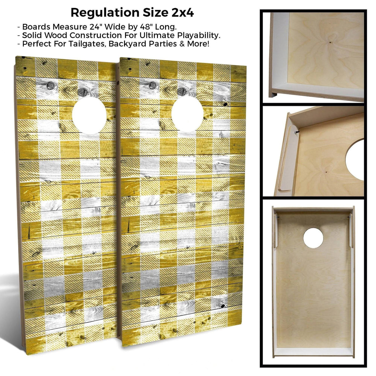 Yellow Checkered Cornhole Set with Carrying Case J37913