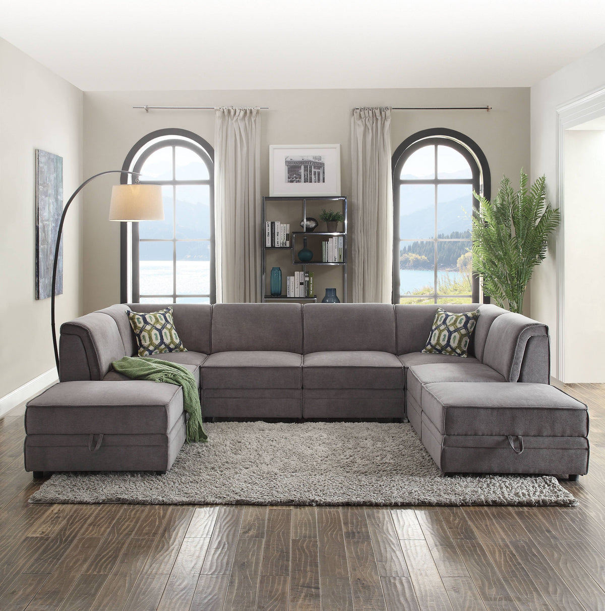 Gray Velvet Sectional Set N261
