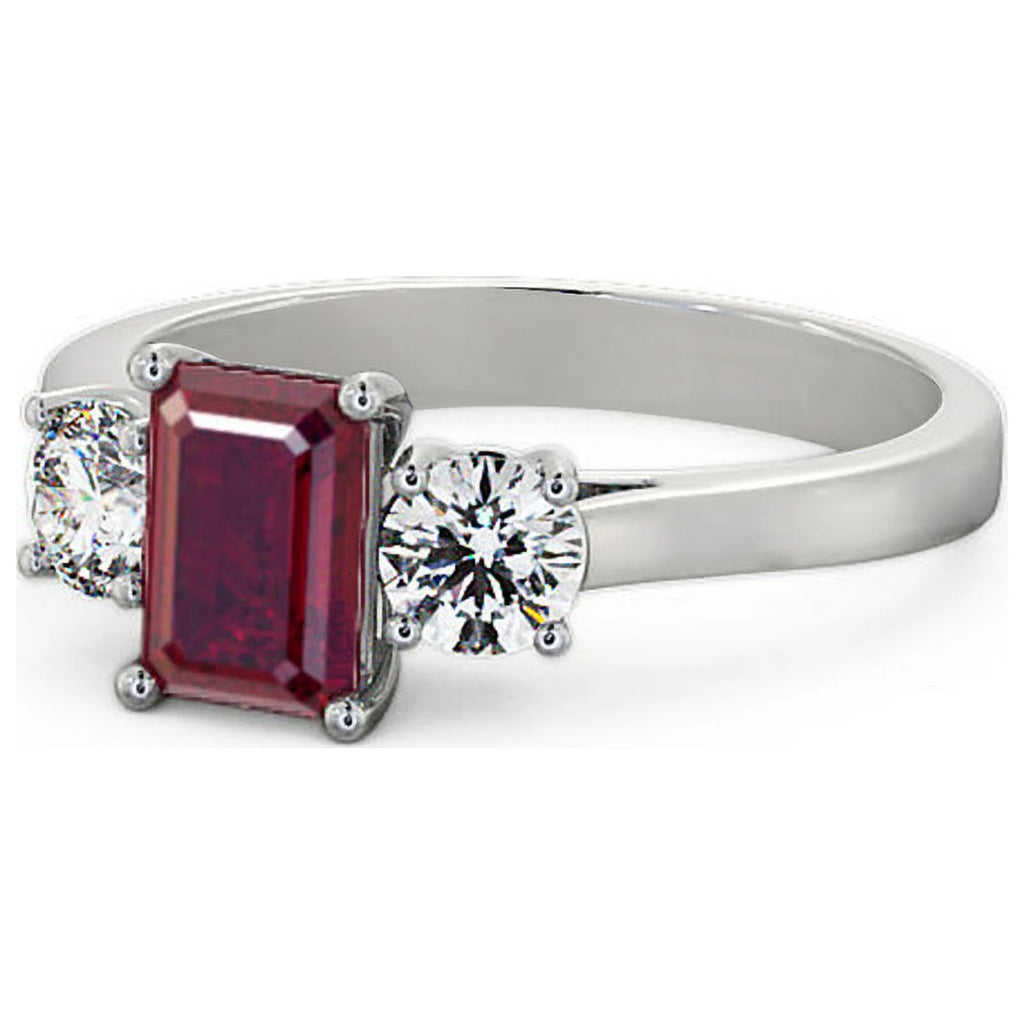 14K White Gold Three Stone Ring T81458