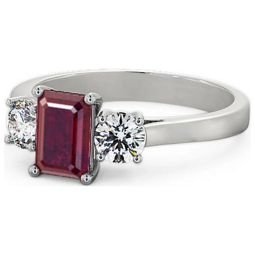 14K White Gold Three Stone Ring T81458