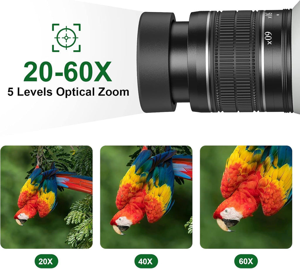 20-60X80 Spotting Scope with Tripod, Carry Bag, Dual Focusing and 24MM Big Eyepiece Z74408