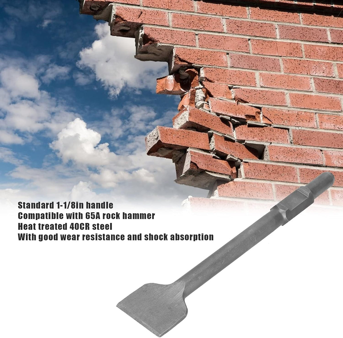 3in Wide Scraping Chisel 40CR Steel 1‑1/8in Shank Electric Hammer Accessories Pack of 2 U17291