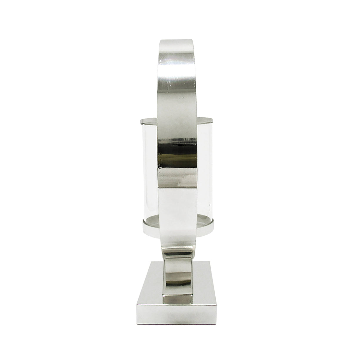 Silver Round Circle Ring Hurricane Candle Holder J4106