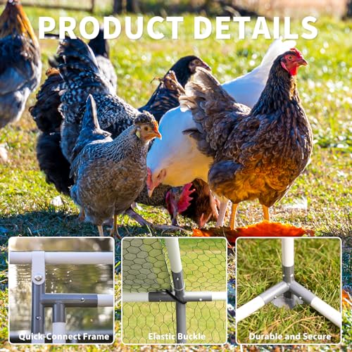 Large Metal Walk-in Chicken Coop with Anti-UV Cover E857090
