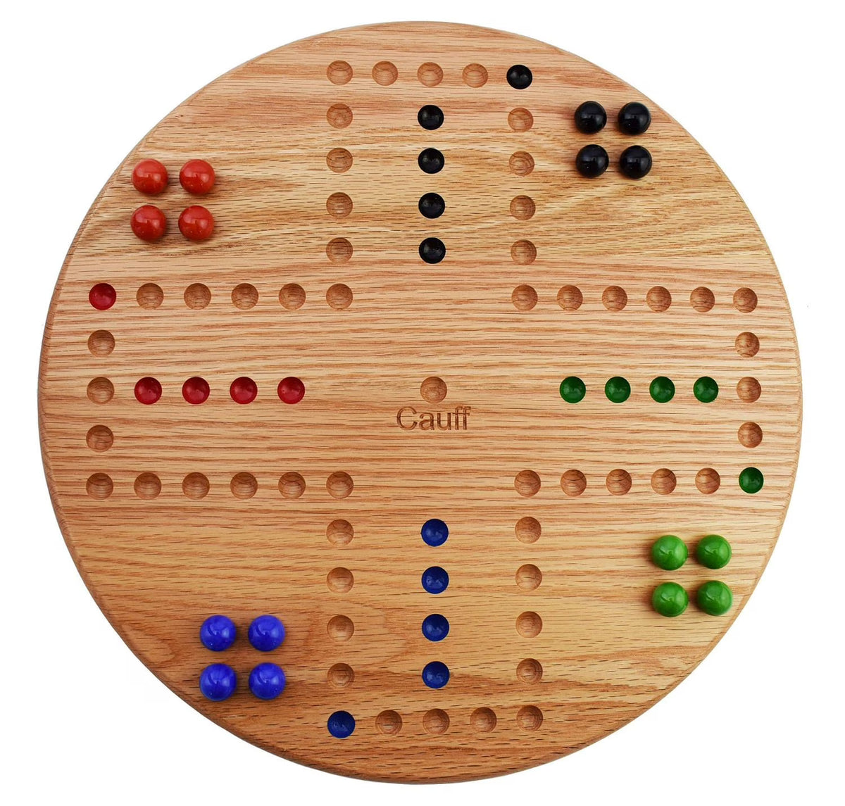 Solid Oak Wood Marbles Board Game 14 inch Diameter 4 Player T38134