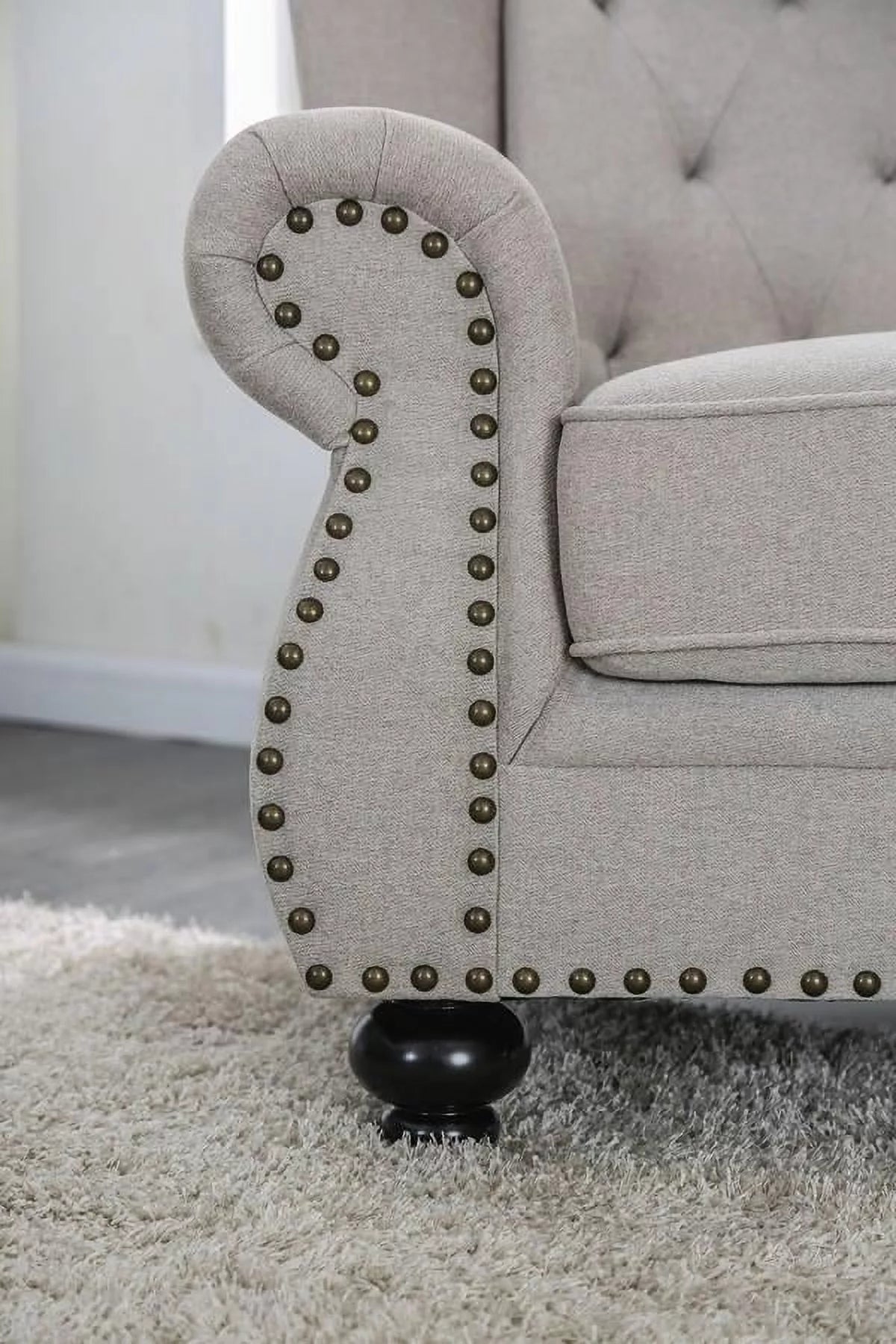 Light Gray Linen Living Room Set 3pcs O5011