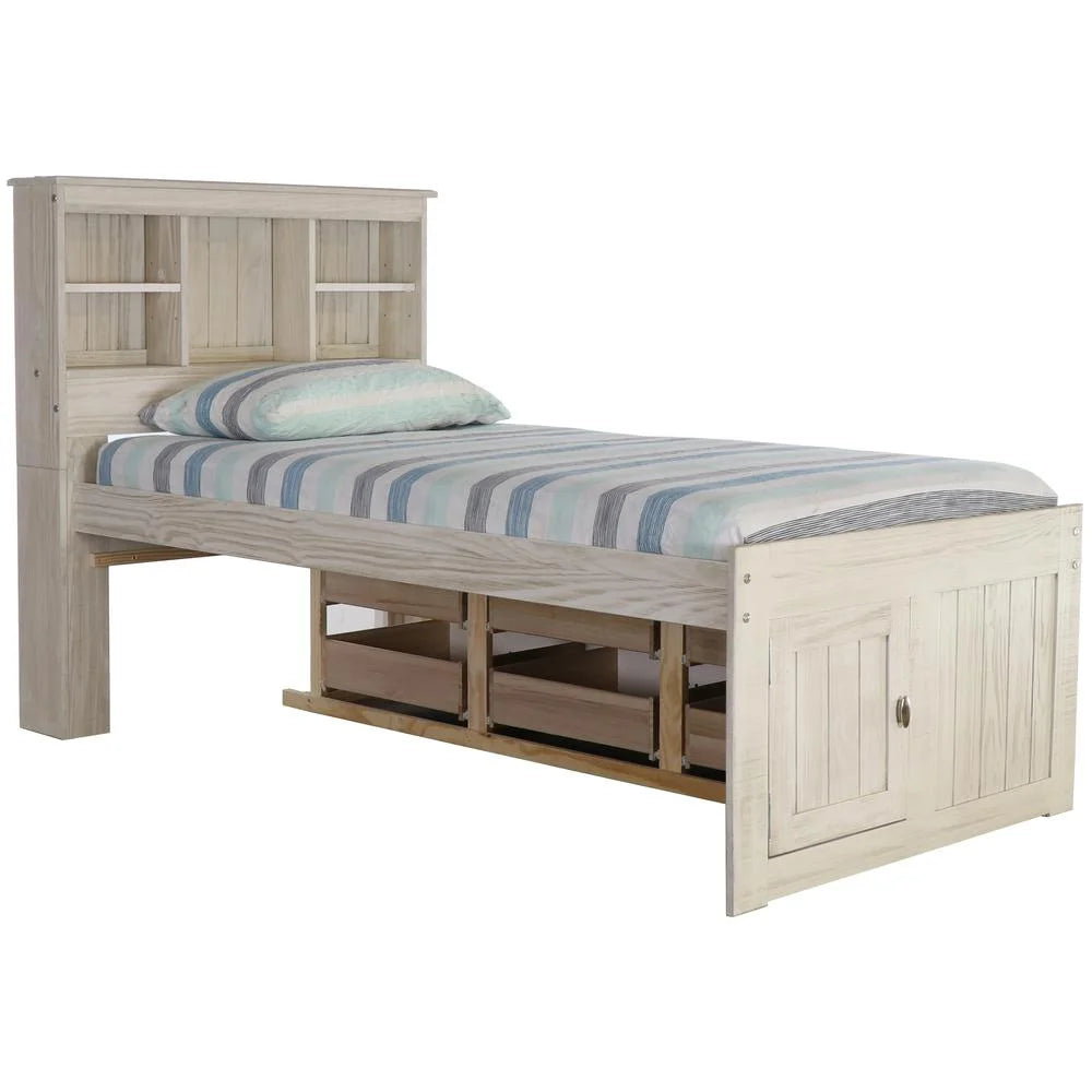 Solid Pine Twin Captains Bookcase Bed with 6 Drawers G39442