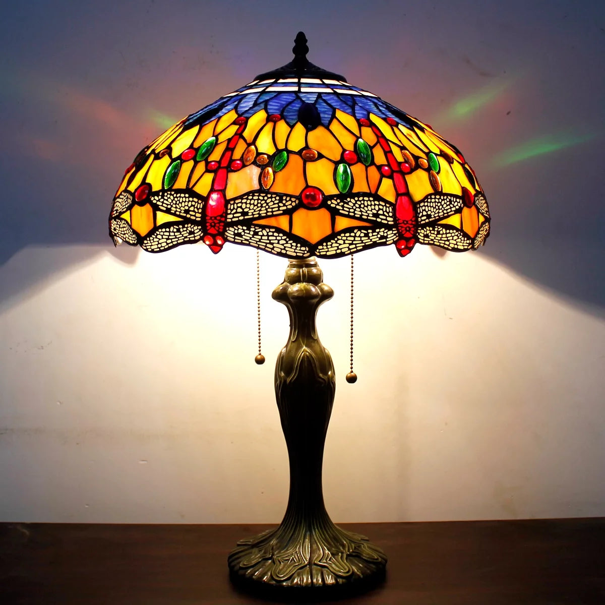 Orange Blue Stained Glass Table Lamp D14714