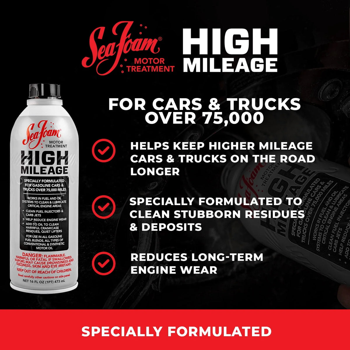 High Mileage Motor Treatment Additive, 16 oz Y738397
