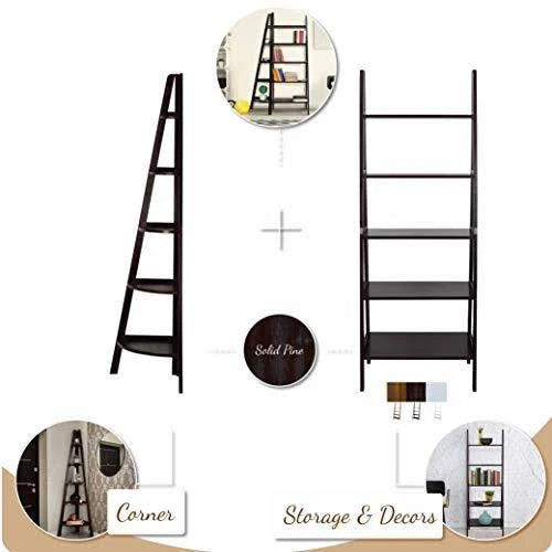White 5-Shelf Ladder Bookcase Z463