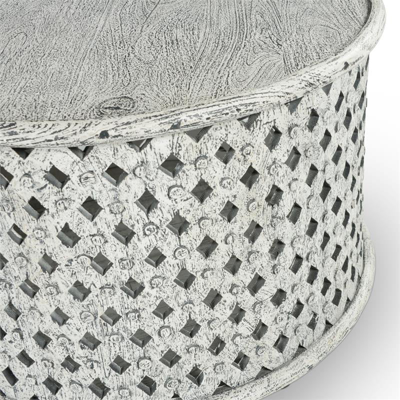 White Round Wood Cocktail Table Q637