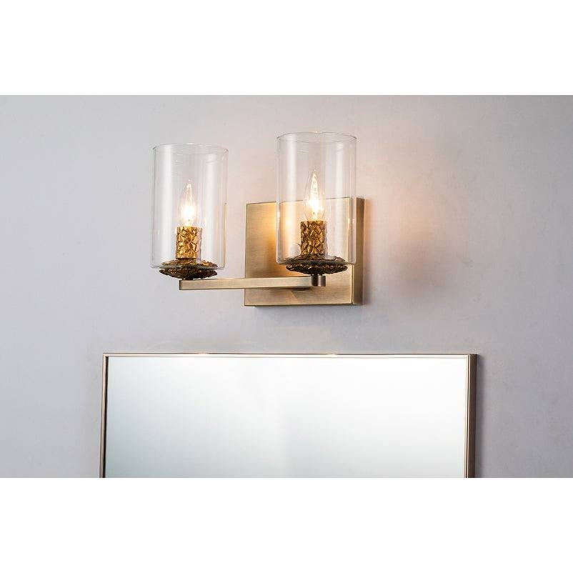 Antique Brass 2-Light Metal Bath Vanity Light P65720