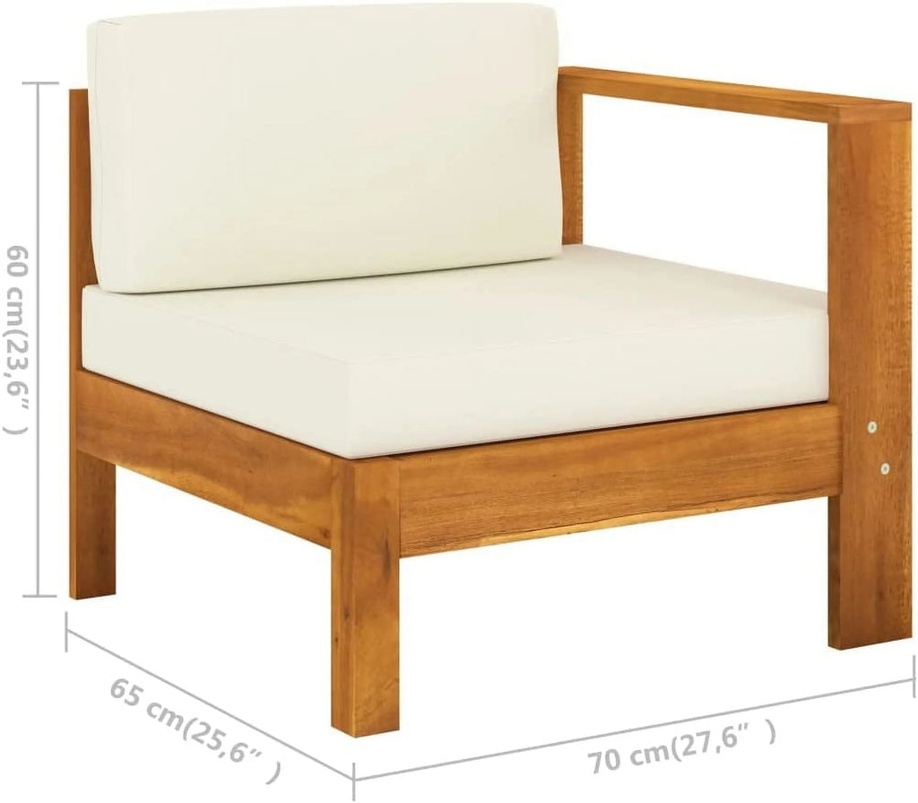10 Piece Acacia Wood Patio Lounge Set with Cream White Cushions Z5714