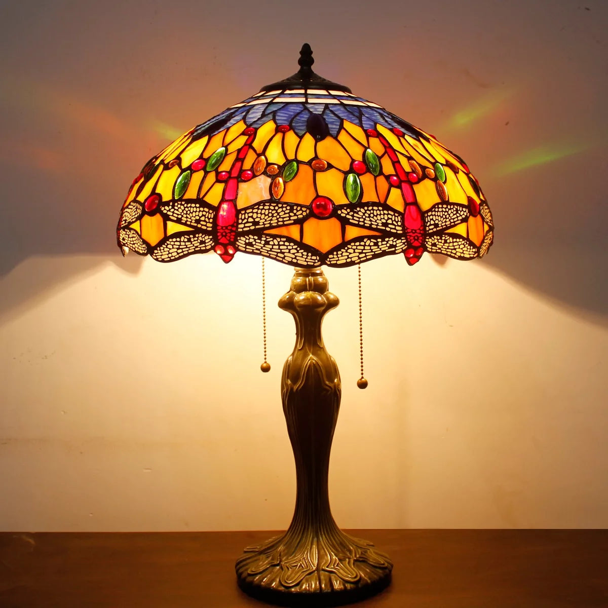 Orange Blue Stained Glass Table Lamp D14714
