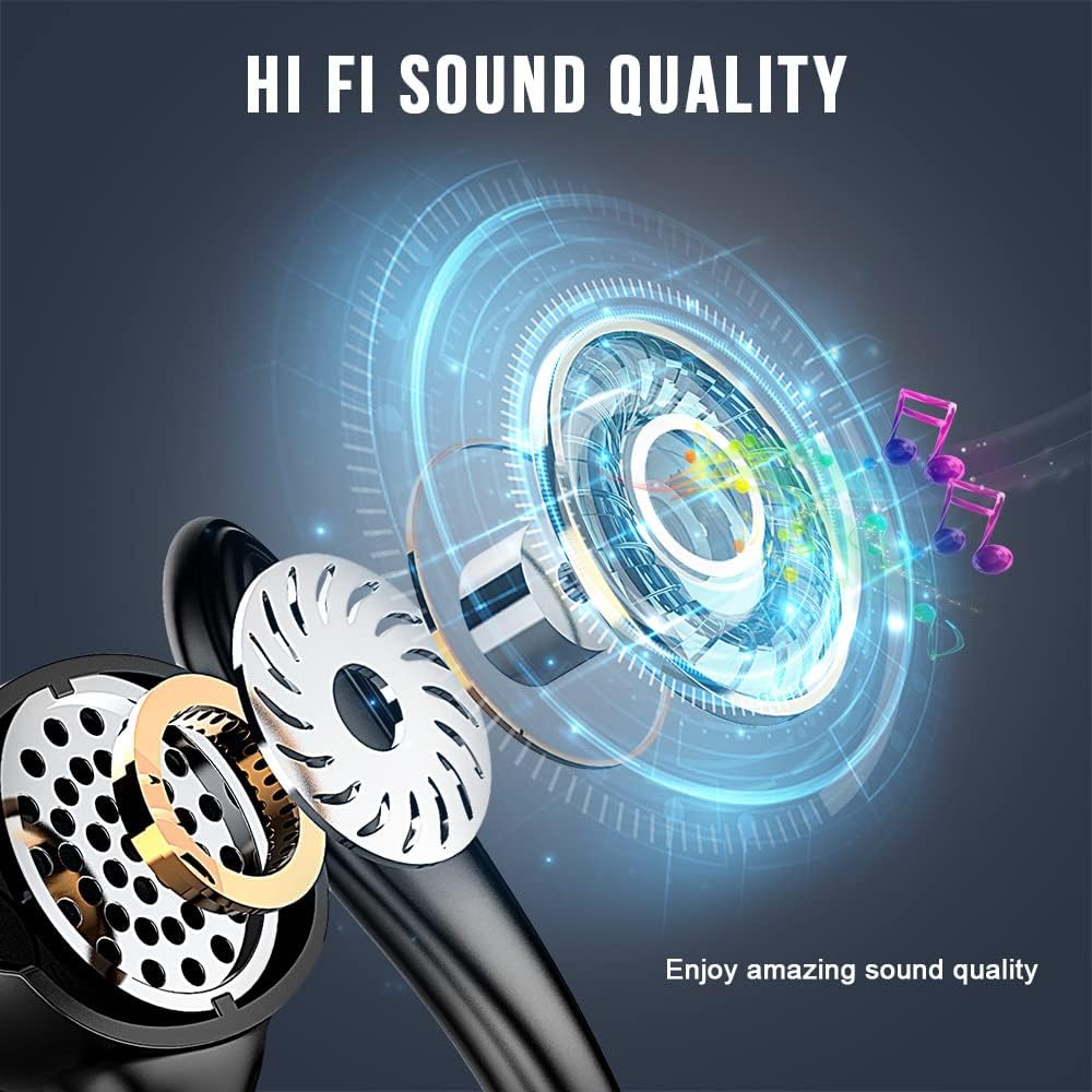 Wireless Bluetooth Sport Earbuds with Earhooks, IP7 Waterproof Noise Cancelling Headset W25349