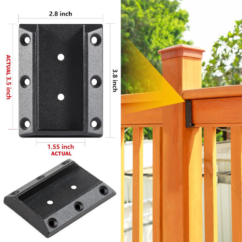 304 Stainless Steel Deck Railing Bracket, 2 Pairs, Black H63736