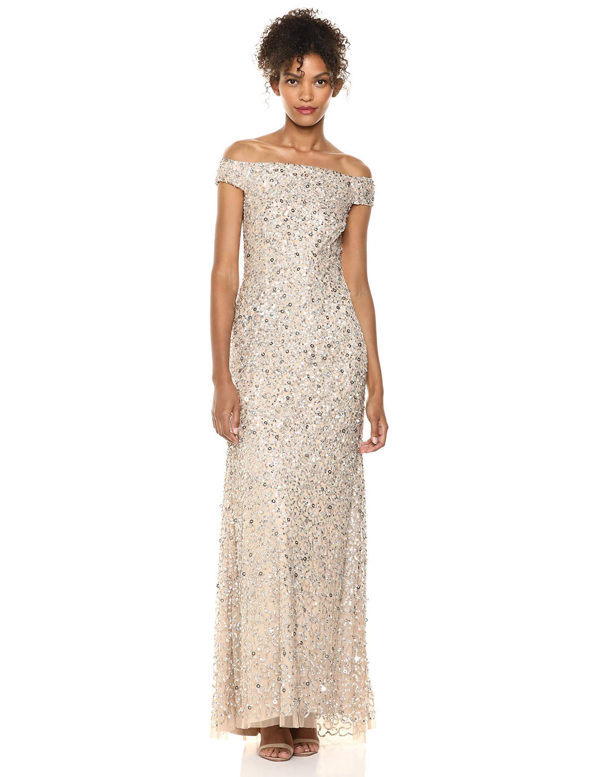 Off-The-Shoulder Beaded Gown E452891